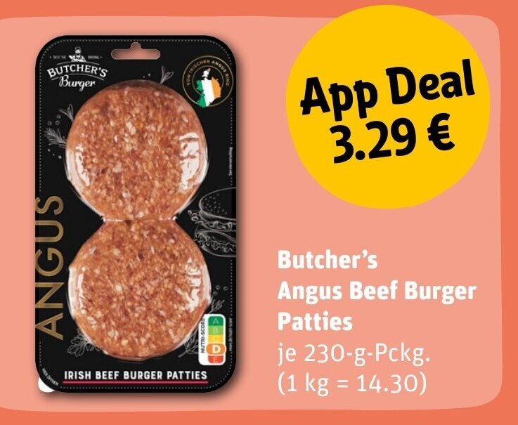 Butcher's Angus Beef Burger Patties tilbud hos REWE
