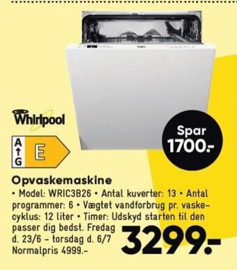 Bilka Whirlpool Opvaskemaskine tilbud