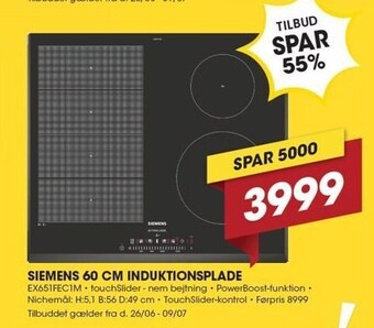 Punkt1 Siemens 60 cm induktionsplade tilbud