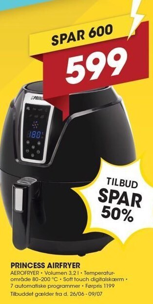 Punkt1 Princess airfryer tilbud