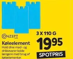 Din Isenkræmmer Køleelement 3 stk tilbud