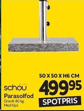 Din Isenkræmmer Schou parasolfod tilbud