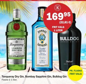 Købmandsgården Tanqueray dry gin, bombay sapphire gin, bulldog gin tilbud