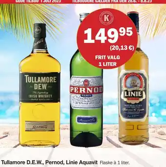 Købmandsgården Tullamore d.e.w., pernod, linie aquavit tilbud