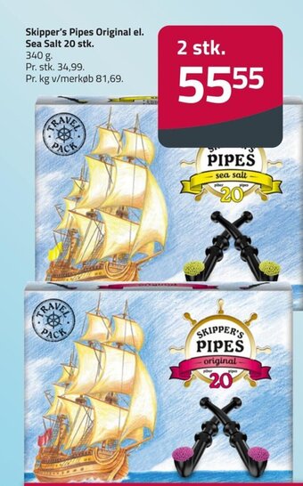 Fleggaard Skipper's Pipes Original el. Sea Salt 20 stk. tilbud