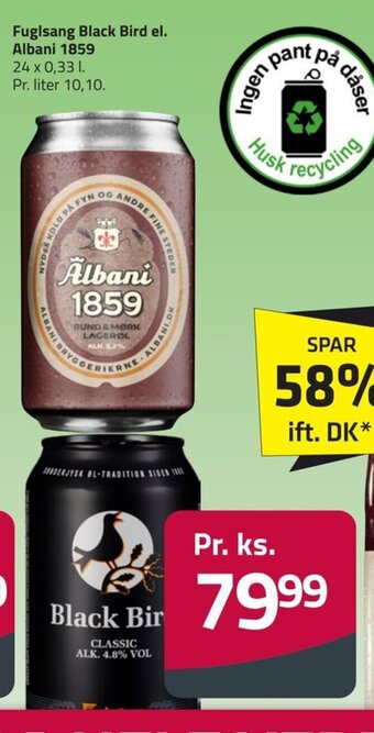 Fleggaard Fuglsang Black Bird el. Albani 1859 tilbud