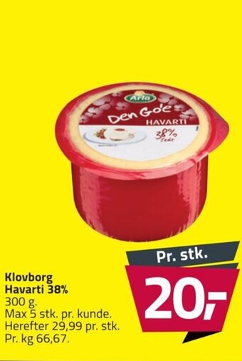 Fleggaard Klovborg Havarti 38% tilbud
