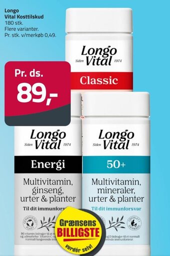 Fleggaard Longo Vital Kosttilskud tilbud