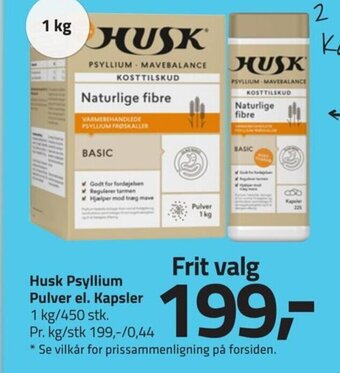 Fleggaard Husk Psyllium Pulver el. Kapsler tilbud