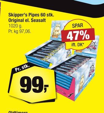 Calle Skipper's pipes 60 stk. original el. seasalt tilbud