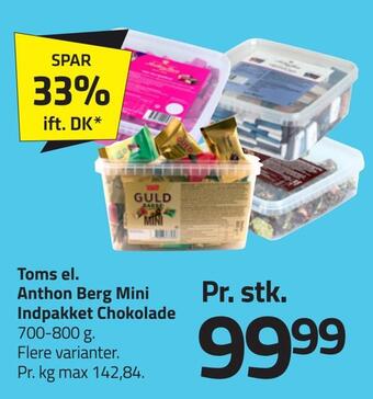 Fleggaard Toms el. anthon berg mini indpakket chokolade tilbud