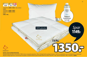 JYSK Royal Gold Gåsedunsdyne tilbud