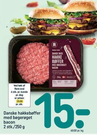 REMA 1000 Danske hakkebøffer med bøgerøget bacon tilbud