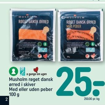 REMA 1000 Musholm røget dansk ørred i skiver Med eller uden peber tilbud
