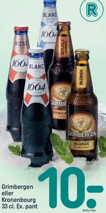 REMA 1000 Grimbergen eller Kronenbourg 33 cl. Ex. pant tilbud
