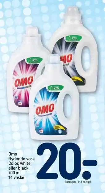 REMA 1000 Omo flydende vask Color, white eller black 700 ml 14 vaske tilbud