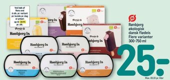 REMA 1000 Rønbjerg økologisk dansk flødeis Flere varianter 300-750 ml tilbud