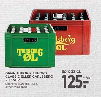 MENY GRØN TUBORG, TUBORG CLASSIC ELLER CARLSBERG PILSNER tilbud
