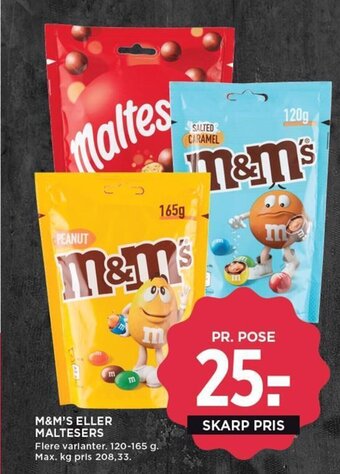 MENY M&M'S ELLER MALTESERS tilbud