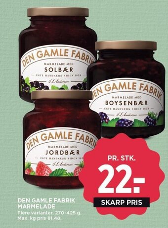 MENY DEN GAMLE FABRIK MARMELADE tilbud