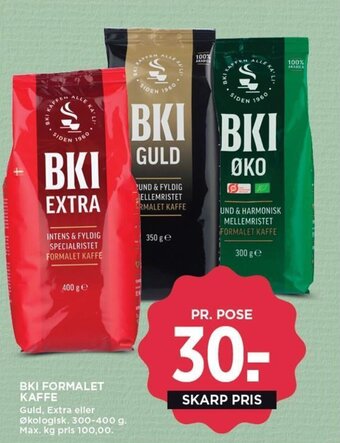 MENY BKI FORMALET KAFFE tilbud