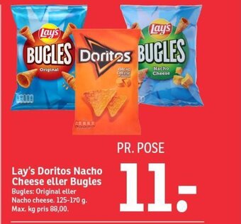 SPAR Lay's Doritos Nacho Cheese eller Bugles tilbud