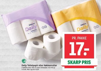 SPAR Daily Toiletpapir eller Køkkenruller tilbud