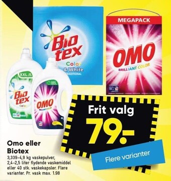 Bilka Omo eller biotex tilbud