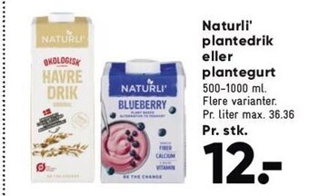Bilka Naturli' plantedrik eller plantegurt tilbud