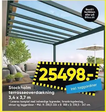 Stockholm terrasseoverdækning 3,4 x 3,7 m