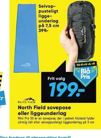 Bilka Selvoppusteligt liggeunderlag eller north field sovepose eller liggeunderlag tilbud