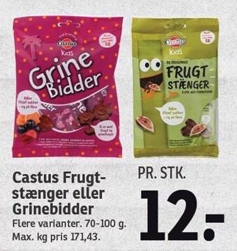 SPAR Castus frugtstænger eller grinebidder tilbud