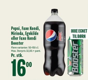 Min Købmand Pepsi, Faxe Kondi, Mirinda, Egekilde eller Faxe Kondi Booster tilbud