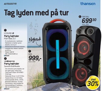 Thansen Xzound party højttaler el. volkano party højttaler tilbud