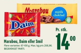 Min Købmand Marabou, Daim eller Smil tilbud