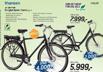 Thansen X-zite el-cykel dame/herre tilbud