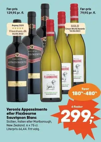 Kvickly Veronla appasimentor eller flaxbourne sauvignon blanc tilbud