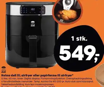 Kvickly Holms deli xl airfryer eller papirforme til airfryer tilbud