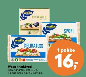 Kvickly Wasa knækbrød tilbud