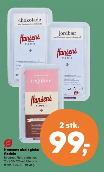 Kvickly Hansens økologiske flødeis tilbud