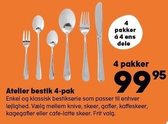 Kvickly Atelier bestik 4-pak tilbud