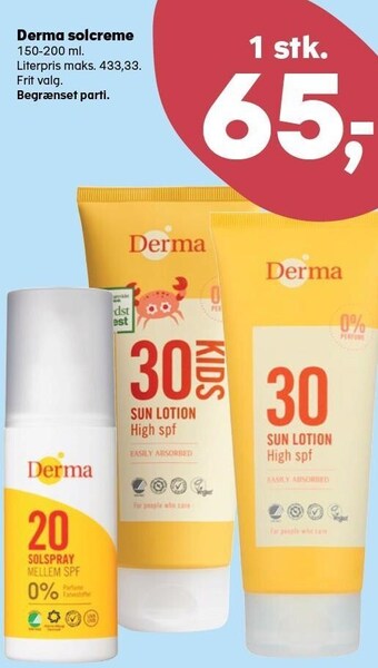 Kvickly Derma solcreme tilbud