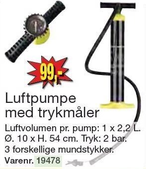 Harald Nyborg Luftpumpe med trykmåler tilbud