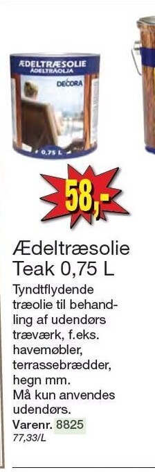 Harald Nyborg Ædeltræsolie teak 0,75 l tilbud