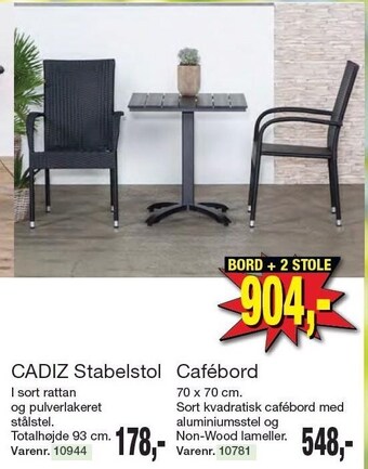 Harald Nyborg Cadiz stabelstol el. cafebord tilbud