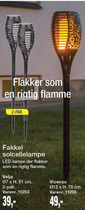 Harald Nyborg Fakkel solcellelampe tilbud