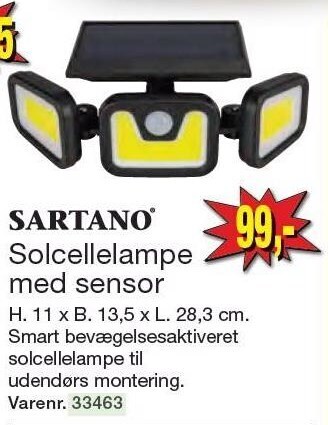 Harald Nyborg Sartano solcellelampe med sensor tilbud