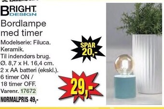 Harald Nyborg Bright design bordlampe med timer tilbud