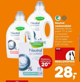 SuperBrugsen Neutral vaskemiddel tilbud
