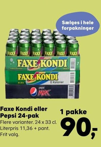 SuperBrugsen Faxe Kondi eller Pepsi 24-pak tilbud
